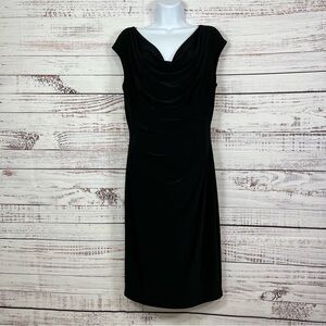 Lauren Ralph Lauren Black Draped Neck Sleeveless Formal Dress